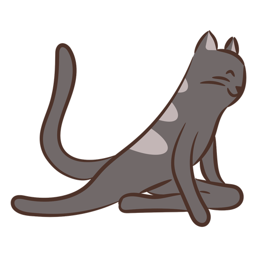 Stretching meditation cat character color stroke PNG Design