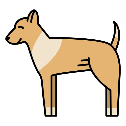 Cão bonito de traço de cor simples Desenho PNG