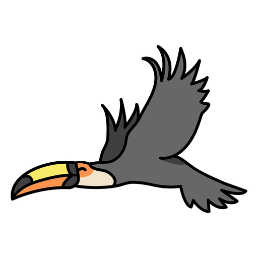 Curso de cor de tucano voando feliz Desenho PNG