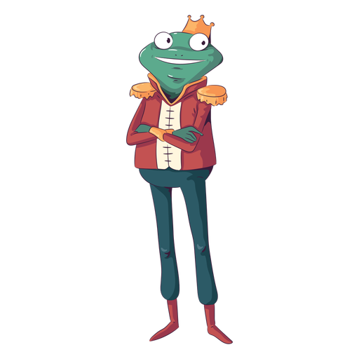 Frog king cartoon character PNG Design