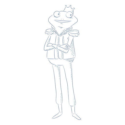 Frog king character sketch PNG Design
