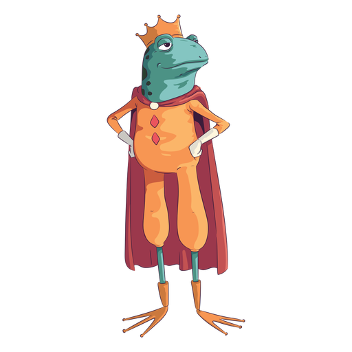 Orgulloso personaje de rana rey Diseño PNG