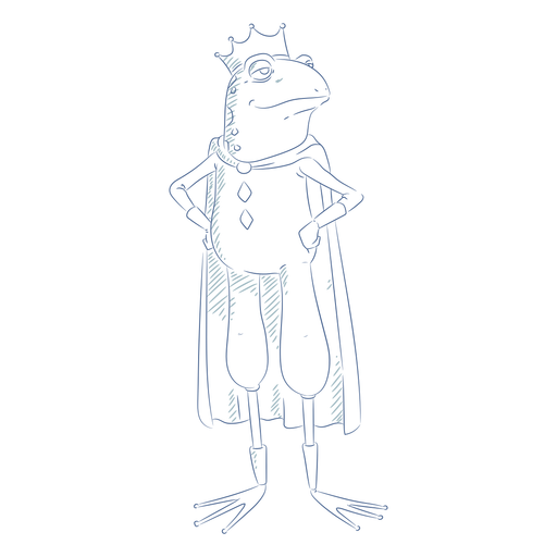 King proud frog character sketch PNG Design