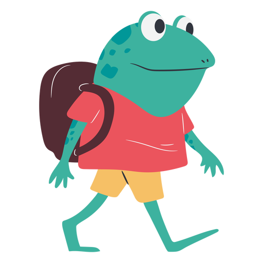 Personaje de rana de mochila Diseño PNG