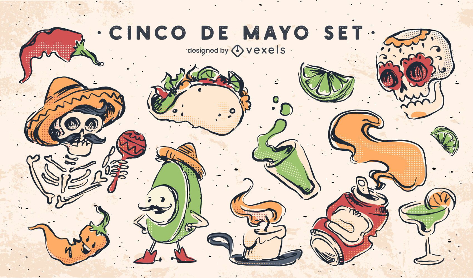 Cinco de Mayo Elemente gesetzt