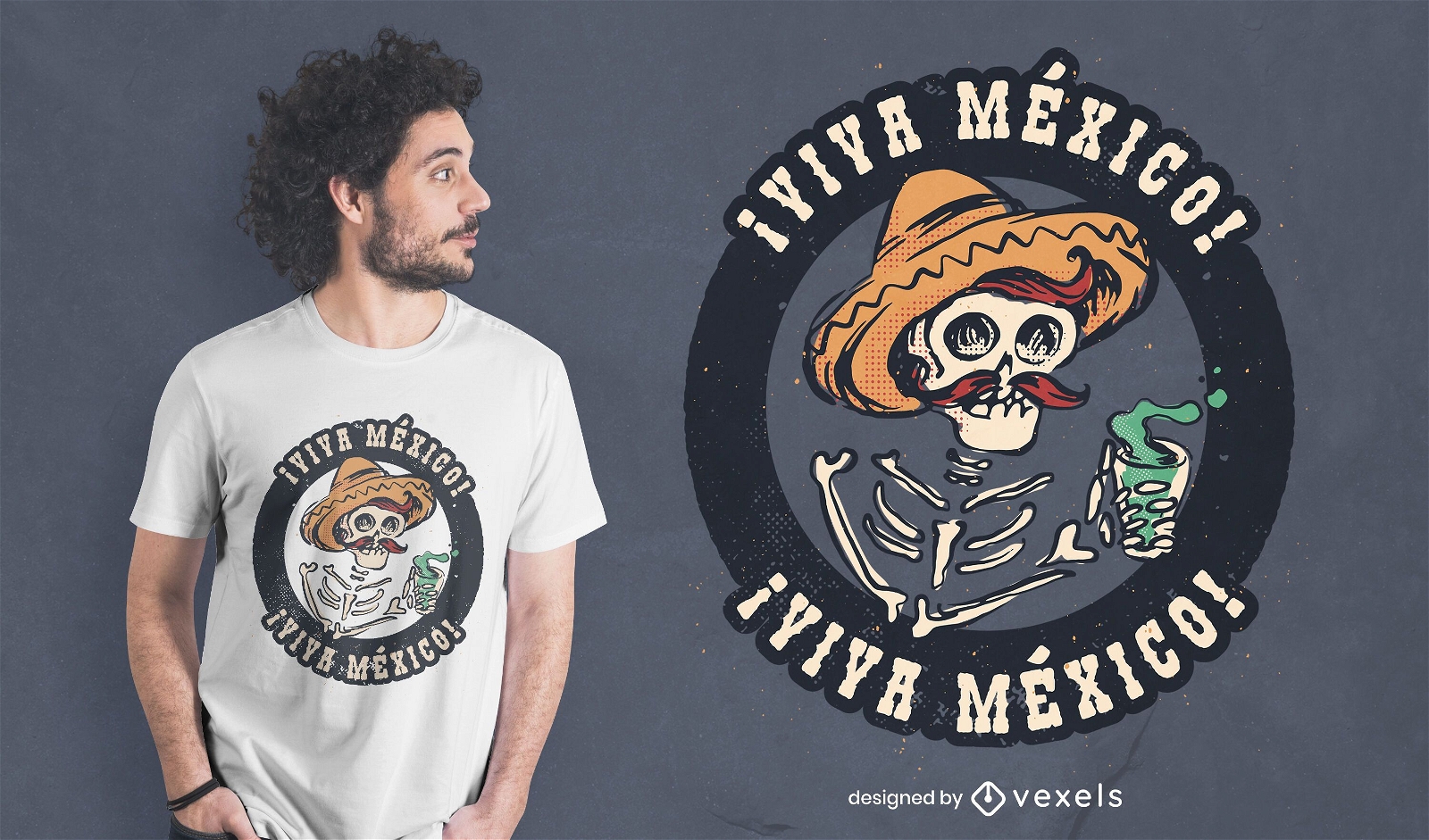 Diseño de camiseta viva mexico