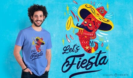 Diseño de camiseta de fiesta mexicana de chile