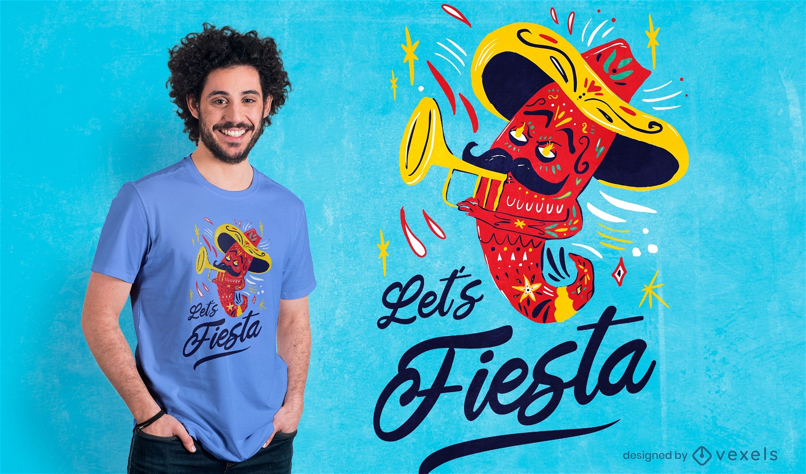 Mexikanische Party-T-Shirt-Design mit Chili-Pfeffer