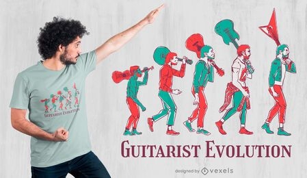Diseño de camiseta guitarrista evolución.