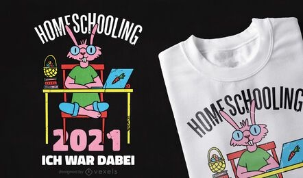 Diseño de camiseta de conejito escolar en casa.