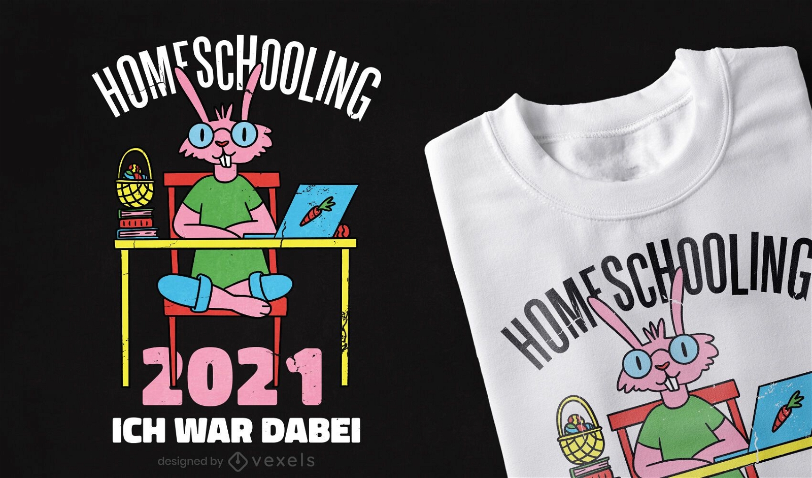 Design de t-shirt de coelhinho escolar em casa