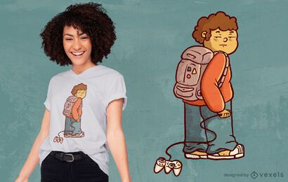 Design de t-shirt infantil de jogador entediado