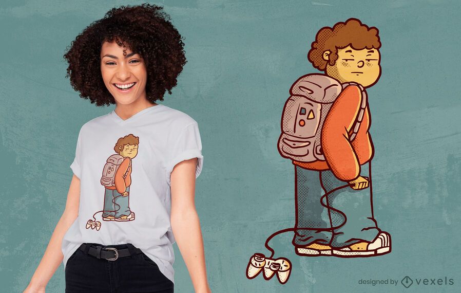 Diseño de camiseta de niño jugador aburrido. Diseño de camiseta de niño jugador aburrido.