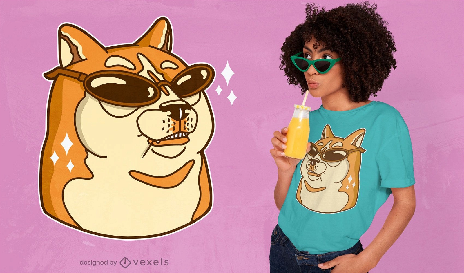 Design de camiseta de óculos de sol Doge