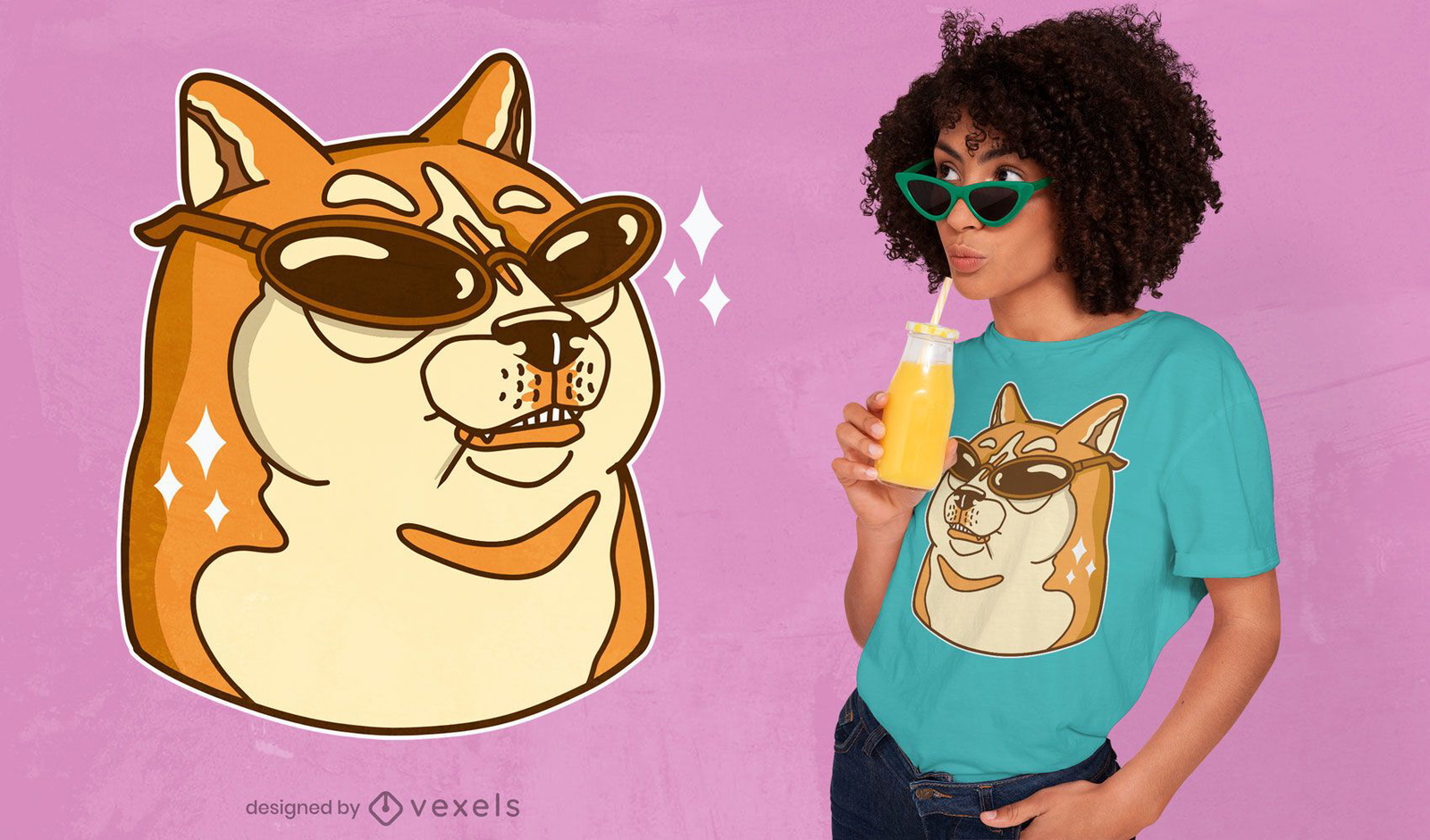 Design de camiseta de óculos de sol Doge