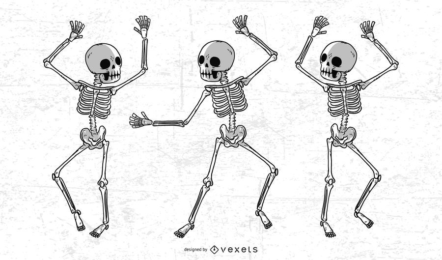 Esqueletos Bailando Dibujo Infantil De Halloween 