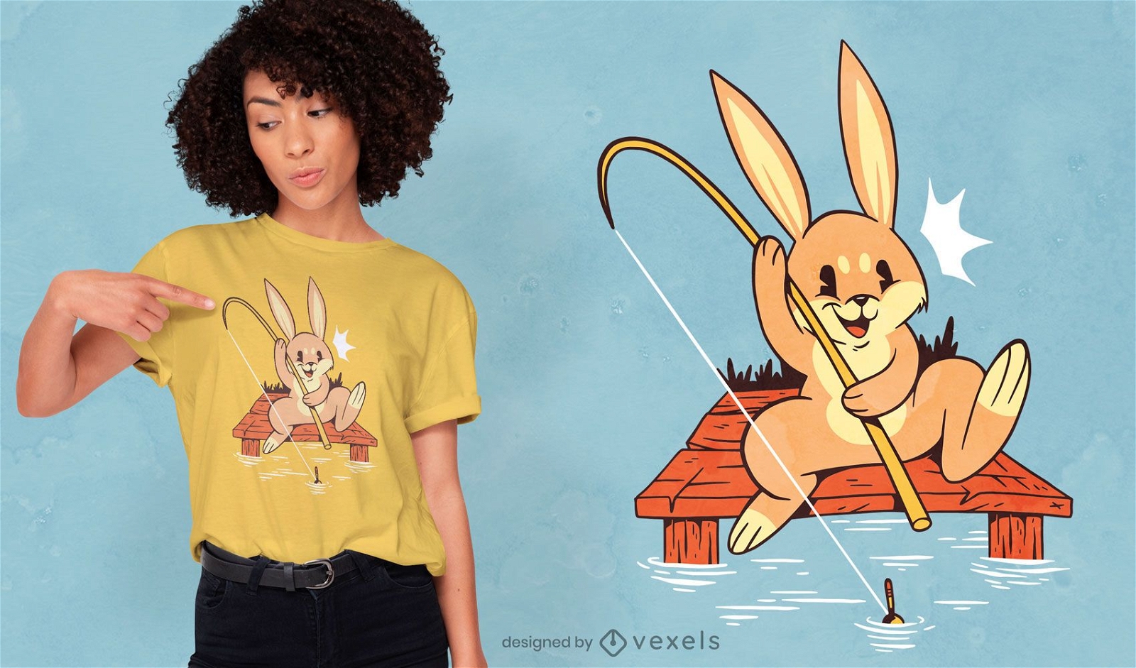 Fishing bunny t-shirt design