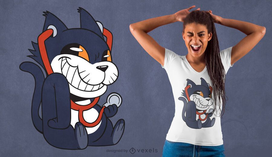 Stethoskop Katze T-Shirt Design Stethoskop Katze T-Shirt Design