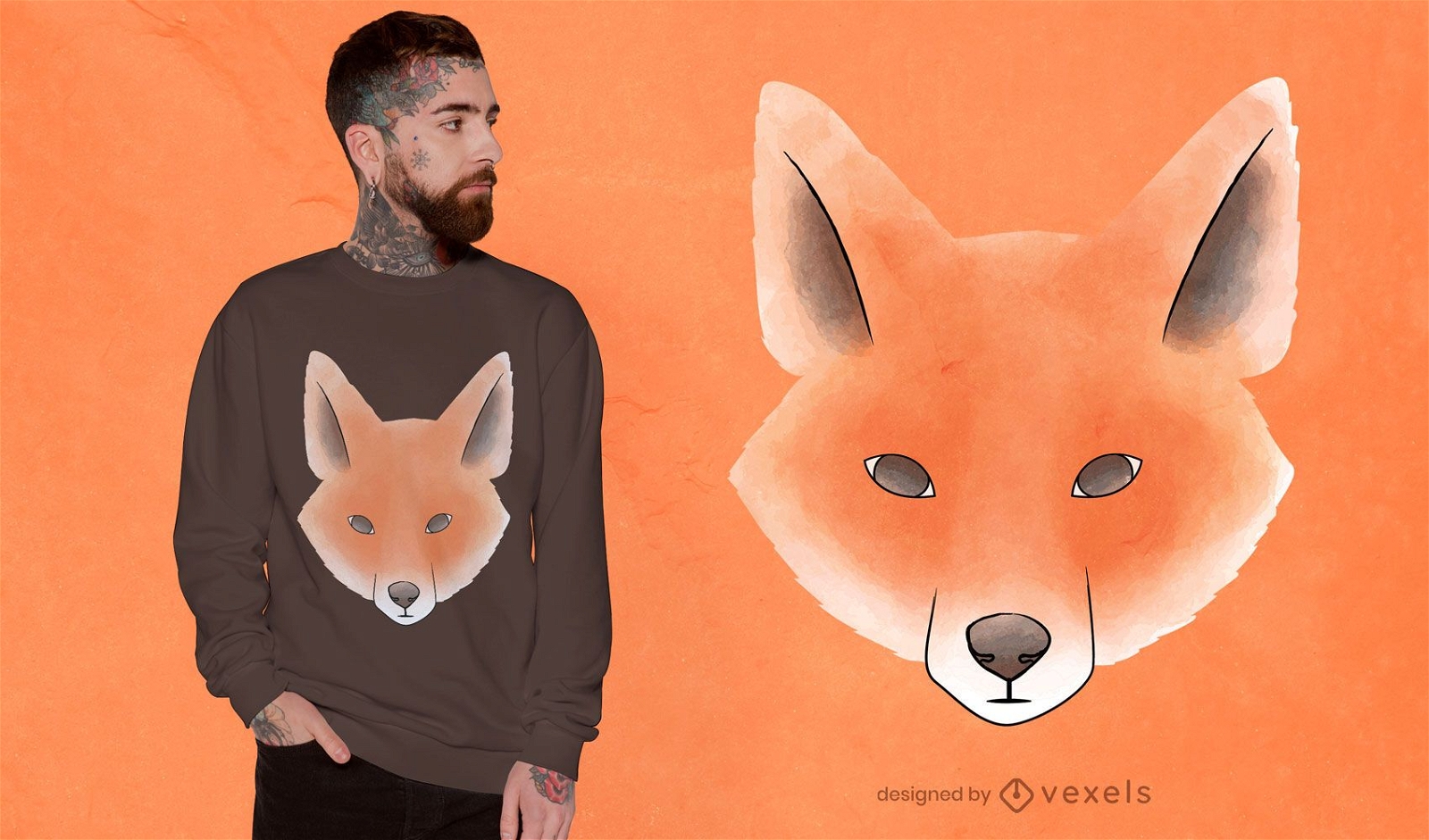 Watercolor fox t-shirt design