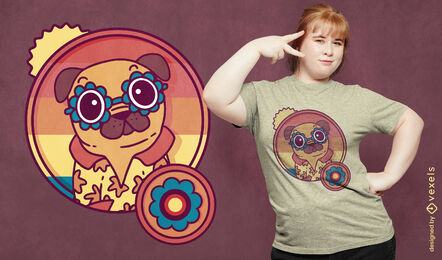 Retro-Hippie-Hunde-T-Shirt-Design