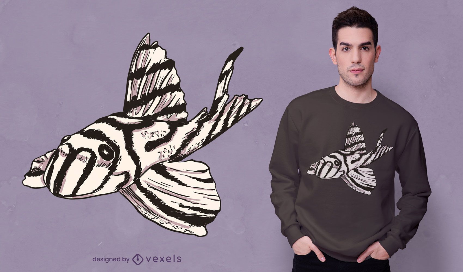 Zebra pleco fish t-shirt design