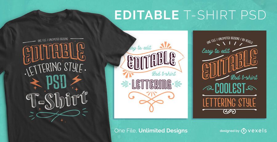 Vintage lettering scalable t-shirt psd Vintage lettering scalable t-shirt psd
