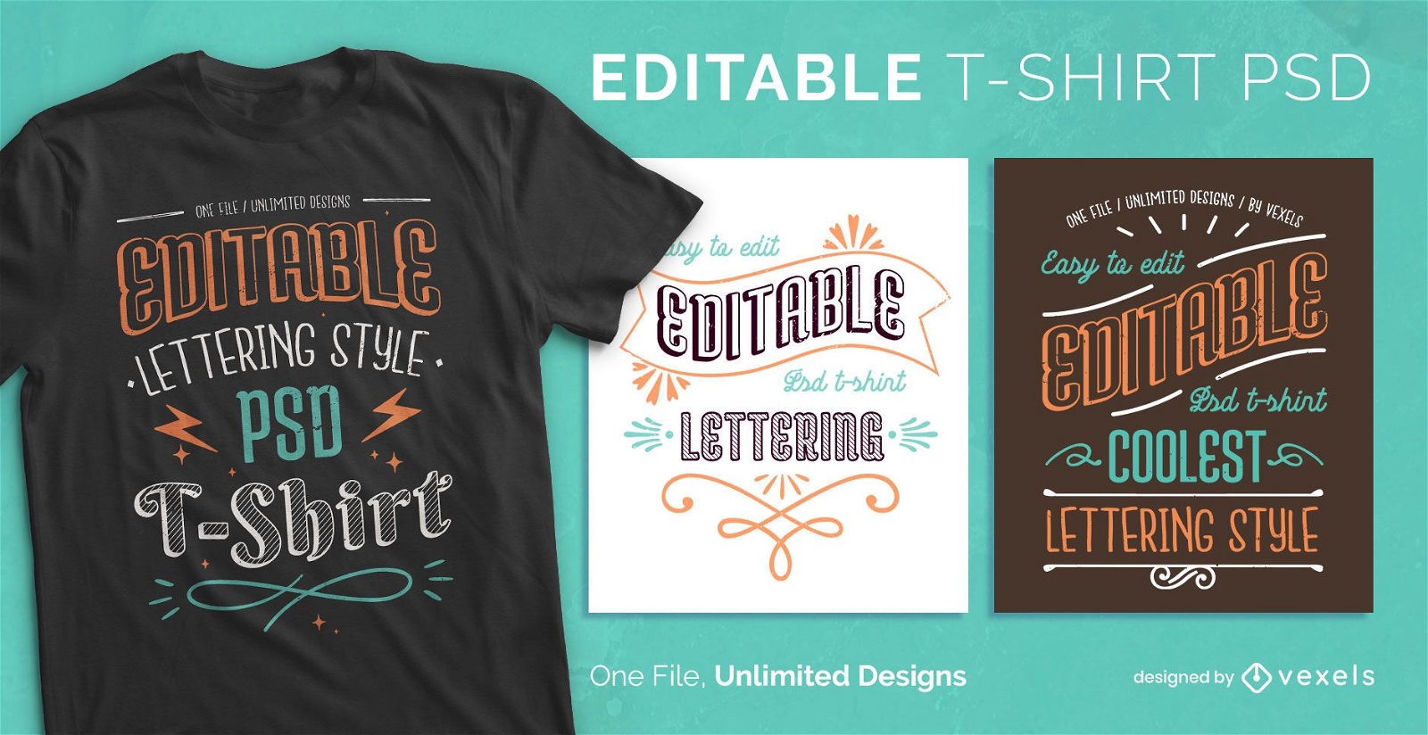 Vintage lettering scalable t-shirt psd