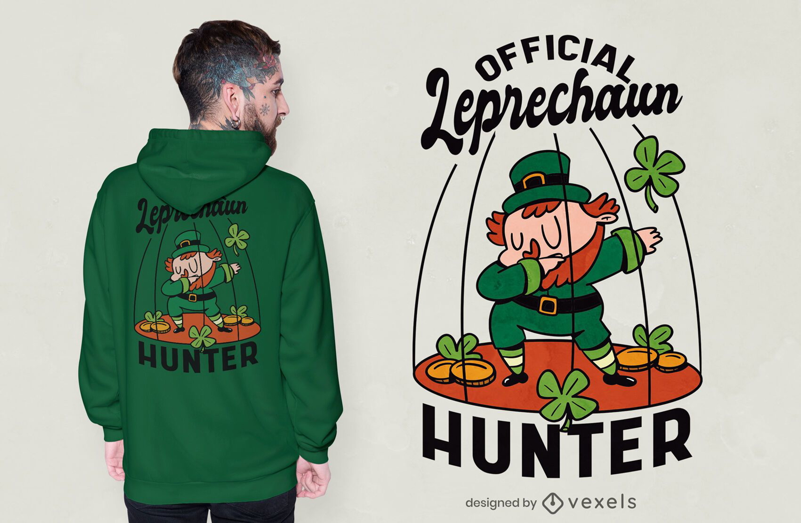 Design de camiseta de caçador de leprechaun