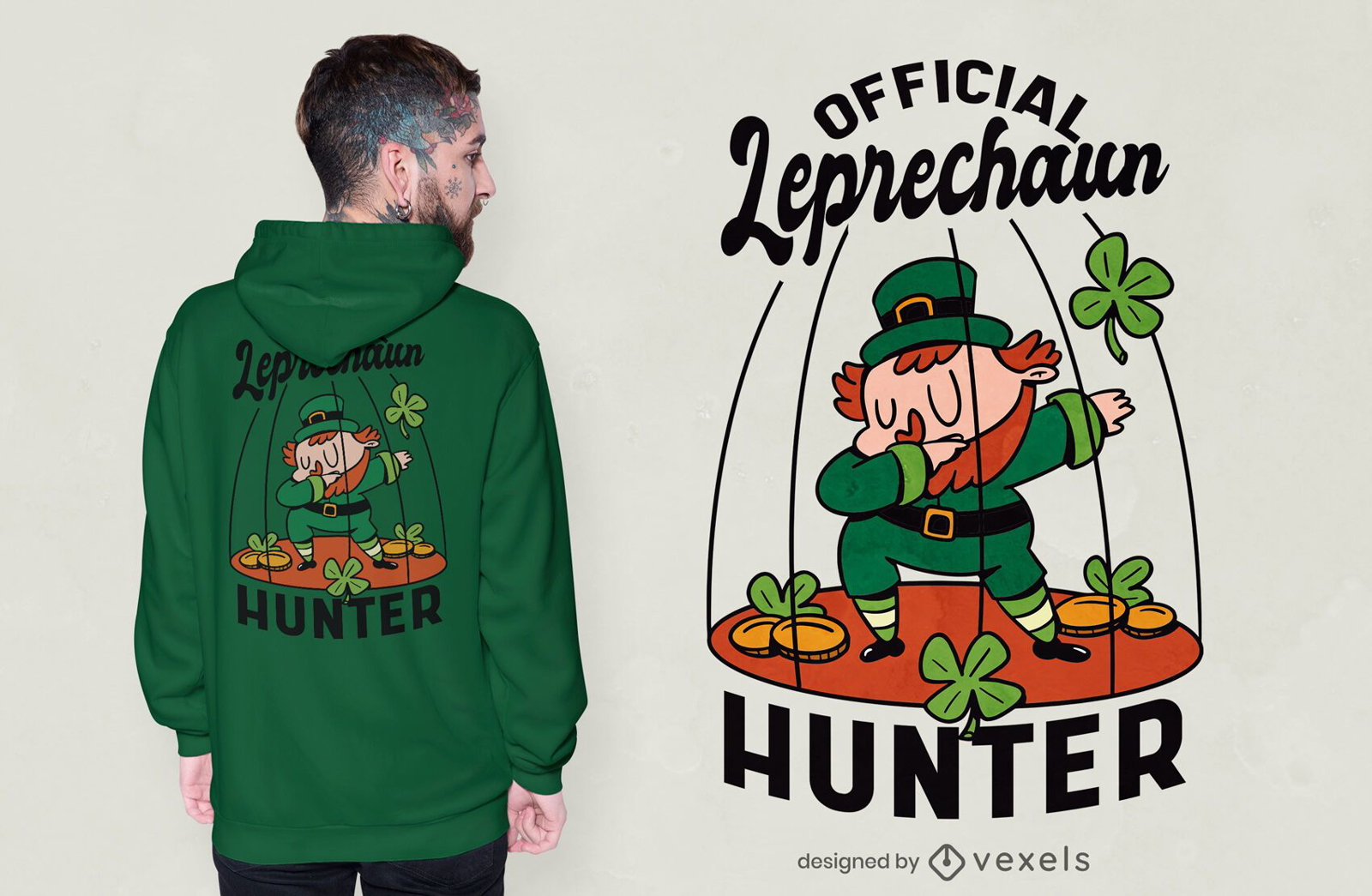 Design de camiseta de ca?ador de leprechaun