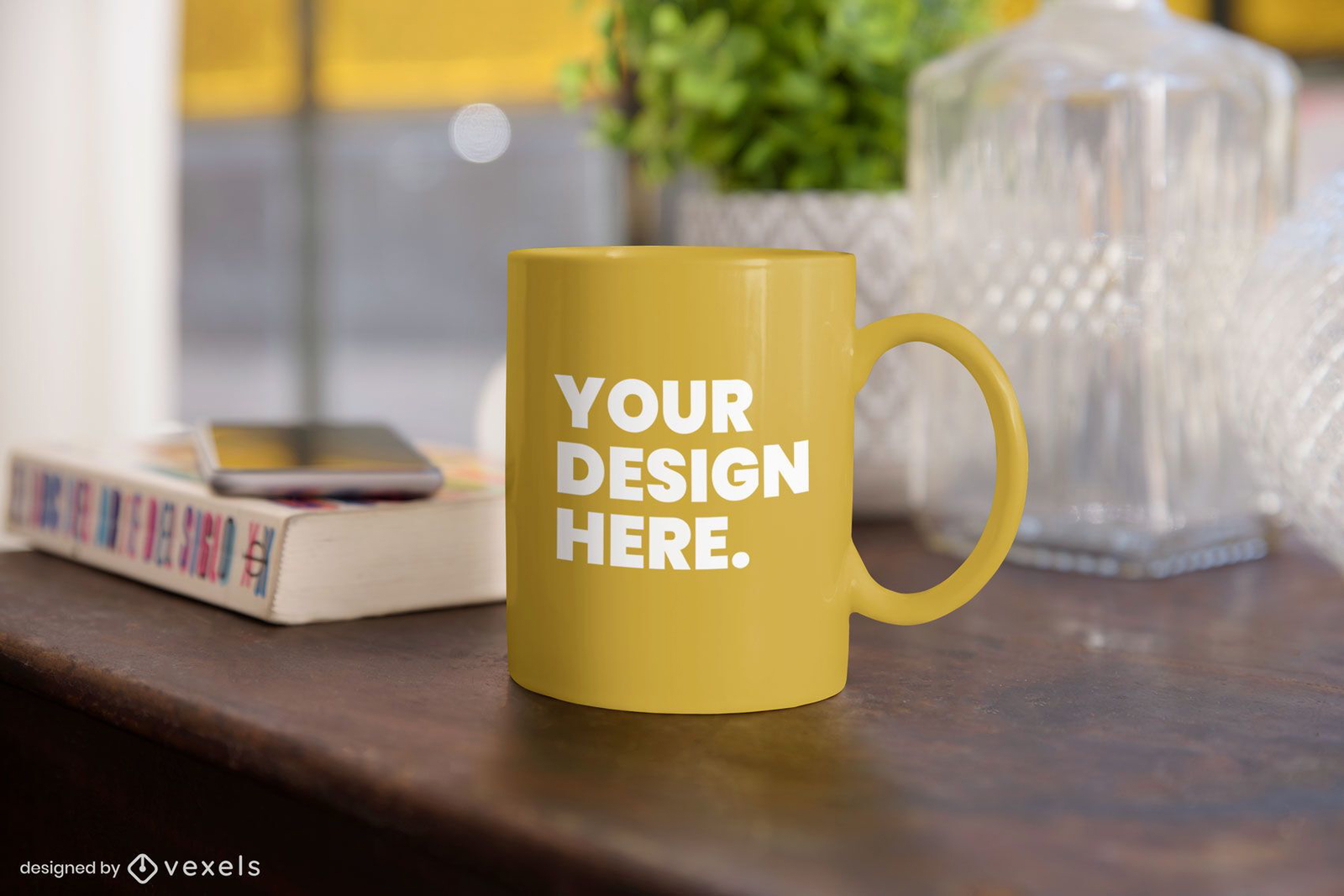 Mug table mockup composition