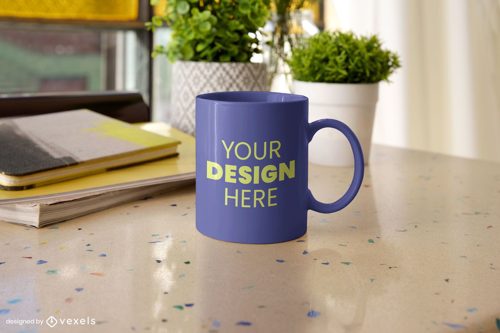 Table mug mockup composition