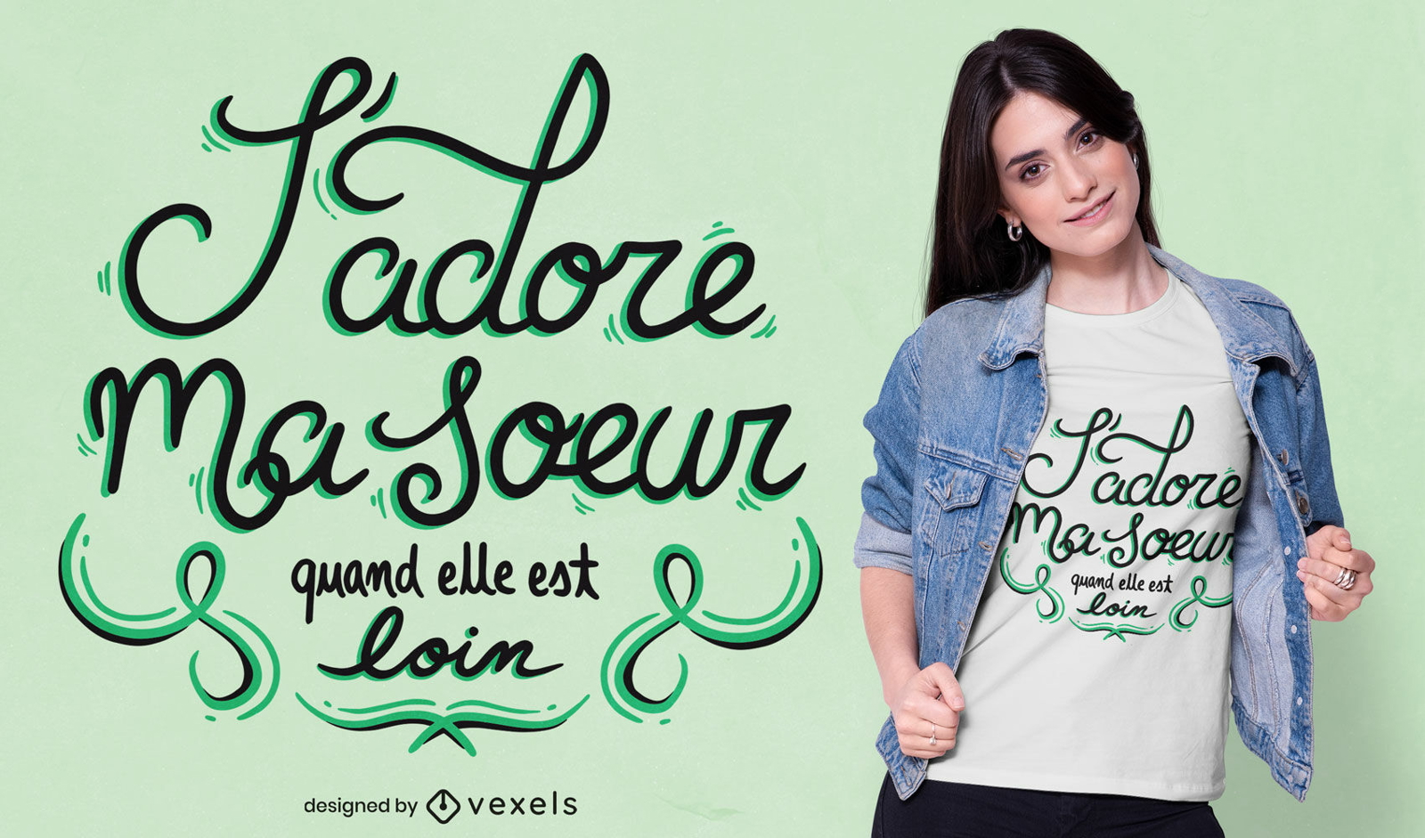 Design de camiseta francesa de irmã de amor