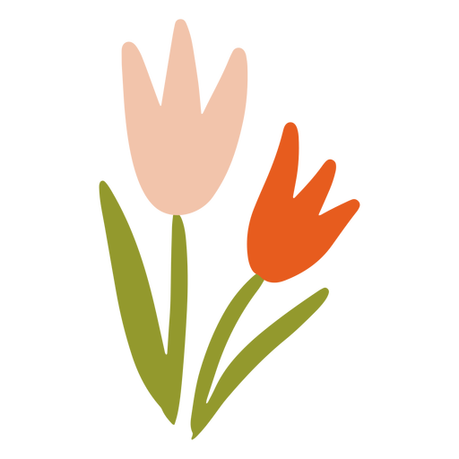 Colorful tulips flat PNG Design