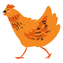 Chicken walking flat PNG Design