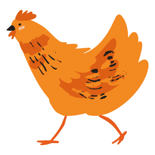 Chicken walking flat PNG Design