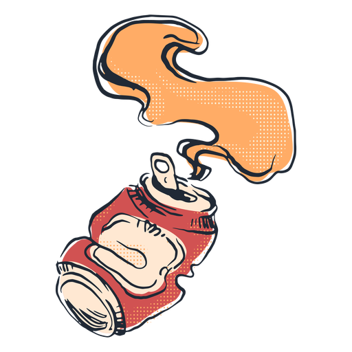Lata de cerveza derramada doodle Diseño PNG