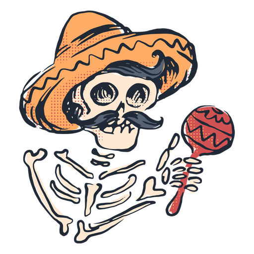 Doodle de esqueleto de cinco de mayo Desenho PNG