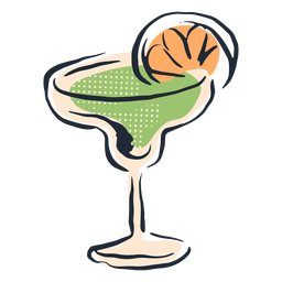 Doodle de cóctel verde Diseño PNG