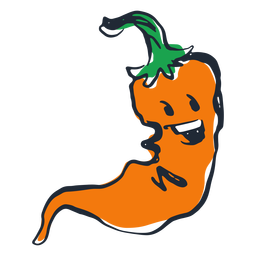 Doodle feliz de pimenta malagueta