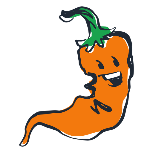 Doodle feliz de pimenta malagueta Desenho PNG