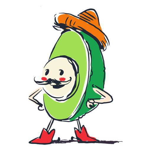 Gekritzel des mexikanischen Avocado-Charakters PNG-Design