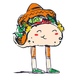 Doodle de taco mexicano feliz