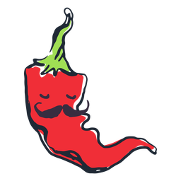 Chili pepper moustache doodle PNG Design