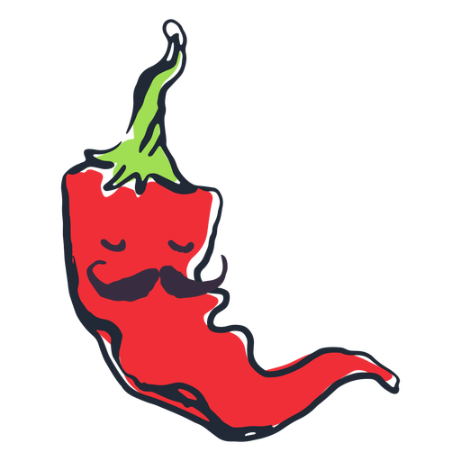 Chili pepper moustache doodle PNG Design