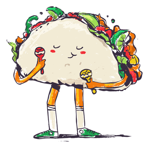 Doodle taco mexicano Diseño PNG