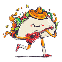 Taco tocando guitarra doodle Desenho PNG