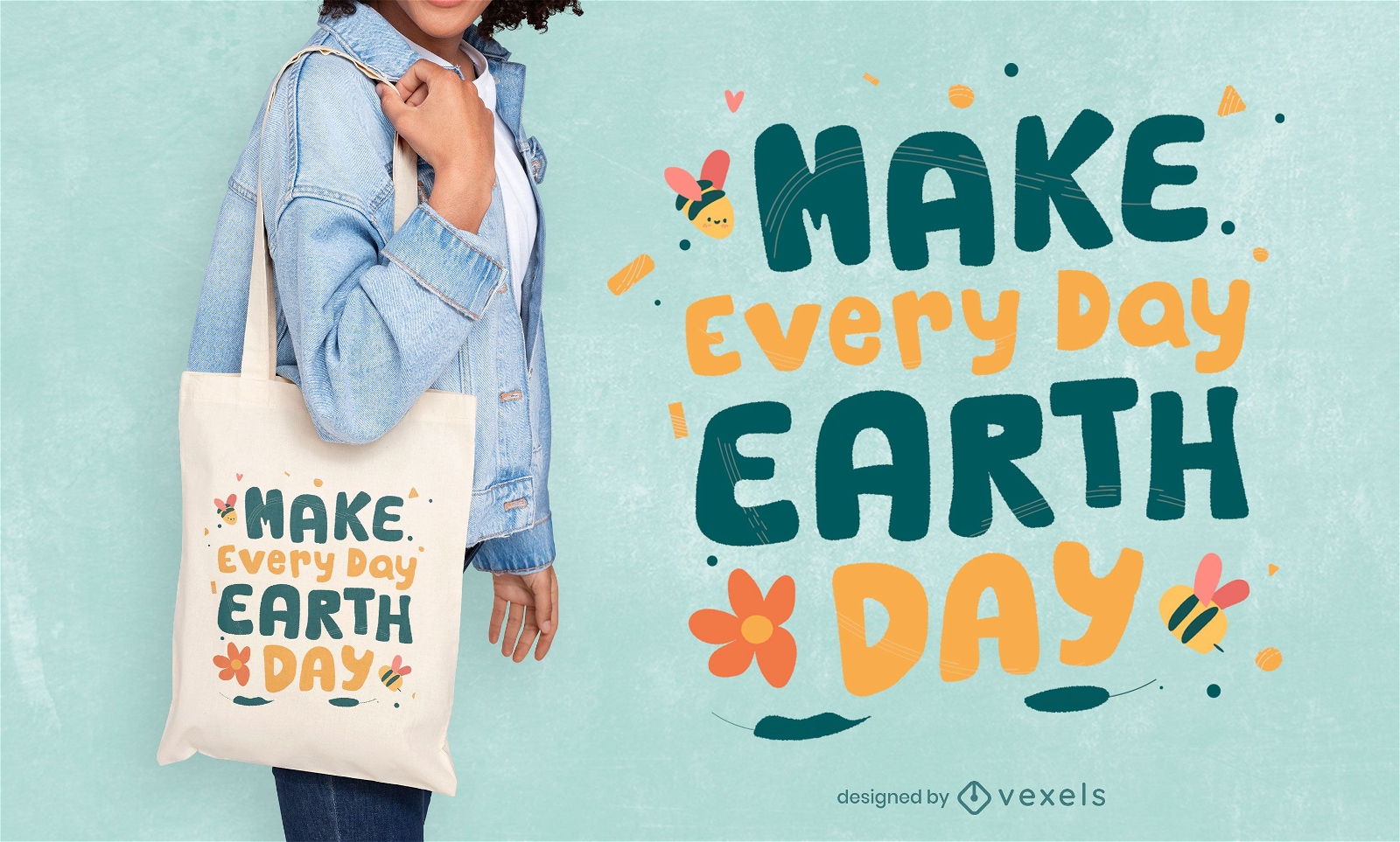 Earth day everyday tote bag design