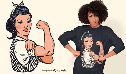 Strong woman flexing t-shirt design