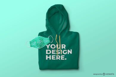Gesichtsmaske und Hoodie-Modellkomposition