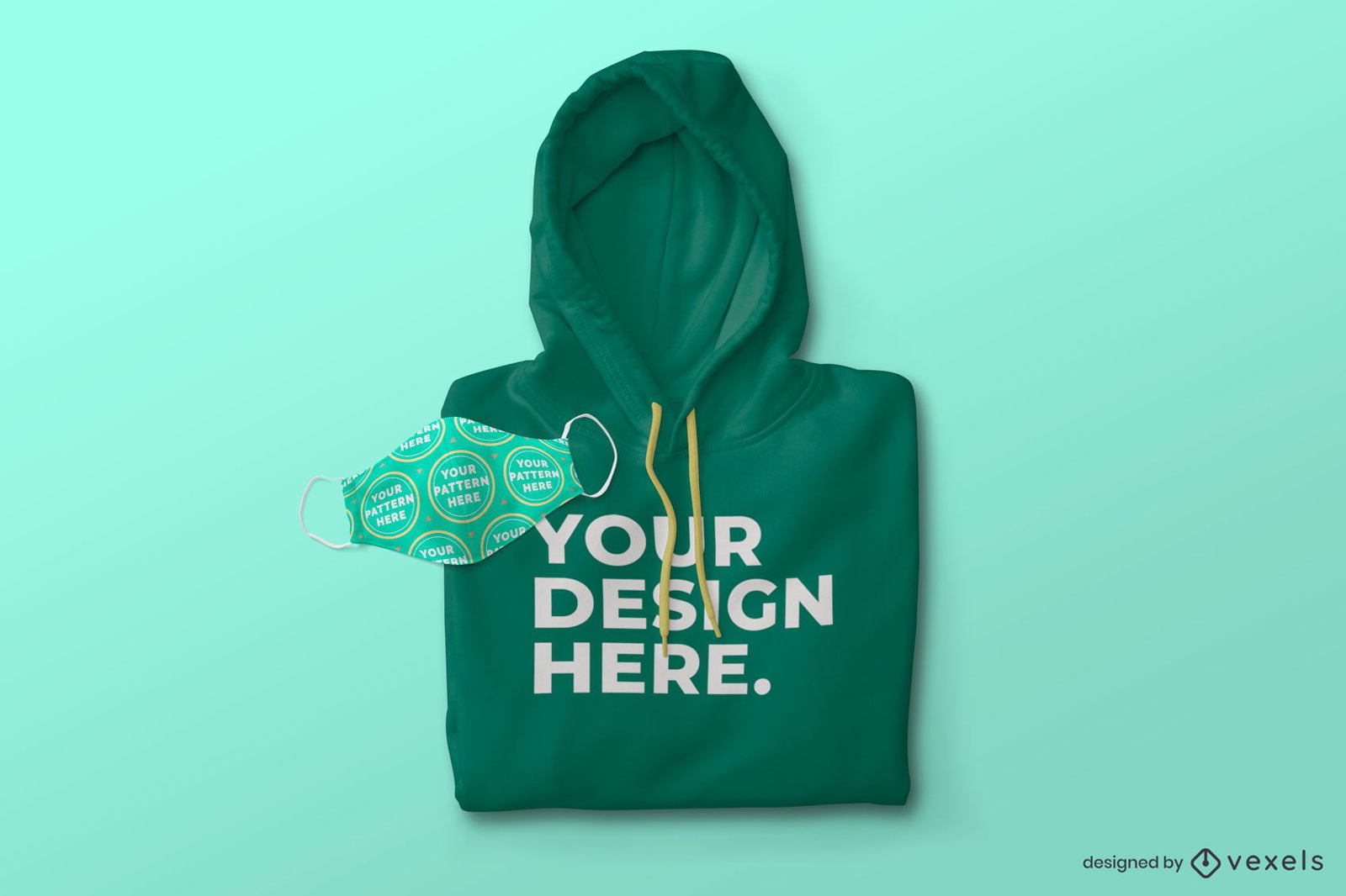Face mask and hoodie mockup composition